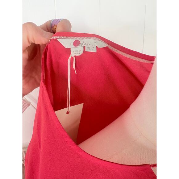 Boden Boho Sleeve Tie Front Blouse Size 10 Coral Pink Hippie Top - Picture 13 of 13